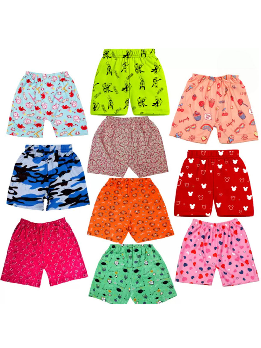 MINIMAMA Kids Pack of 10 Cotton Outdoor Shorts