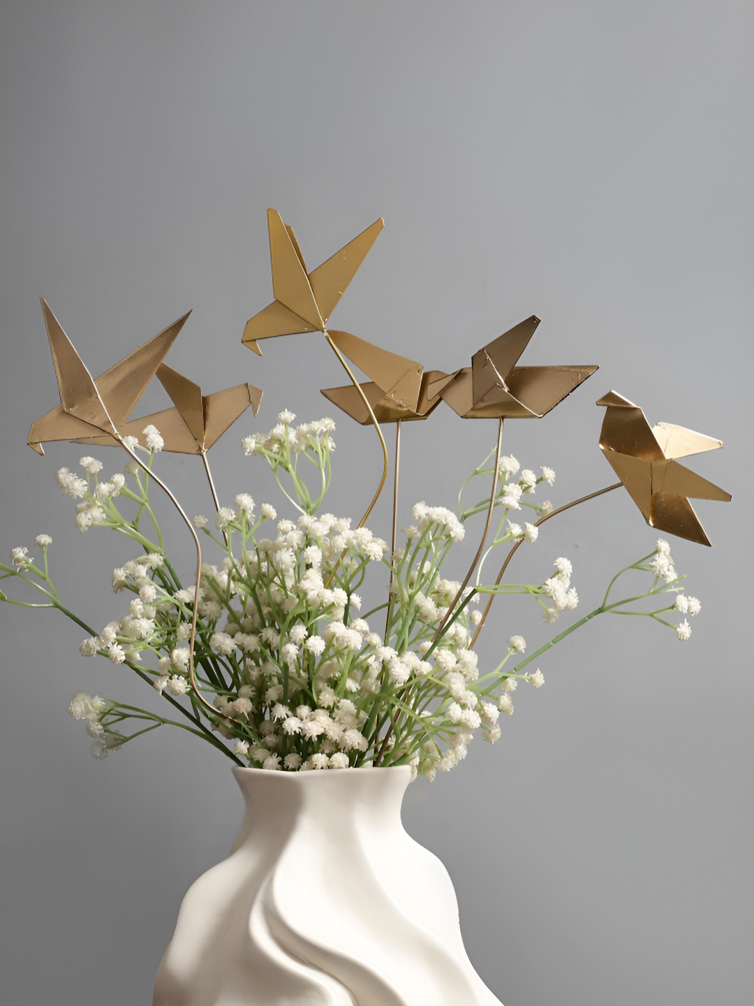 Glimpse Homes Gold-Toned 6 Pieces Origami Birds Metal Sticks
