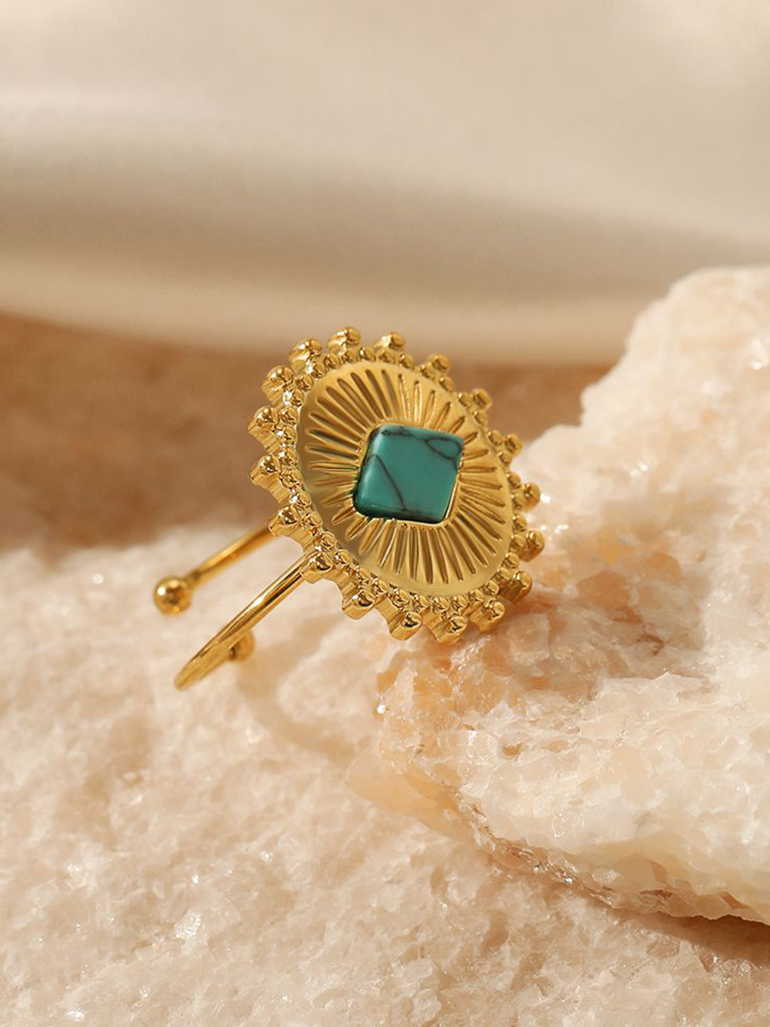 Just Lil Things Artificial Stones Studded French Retro Rhombid Finger Ring