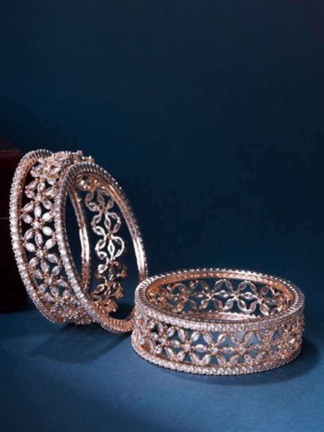 Opal Touch Set Of 6 Rose Gold-Plated AD-Studded Bangles