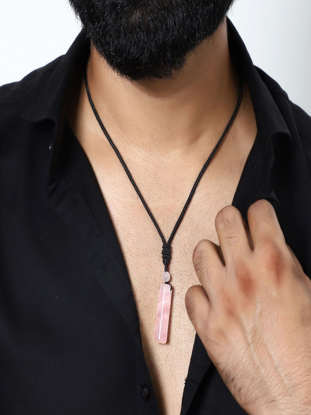 Nirvana Men Stainless Steel Quartz Geometric Shaped Adjustable Rope Pendant