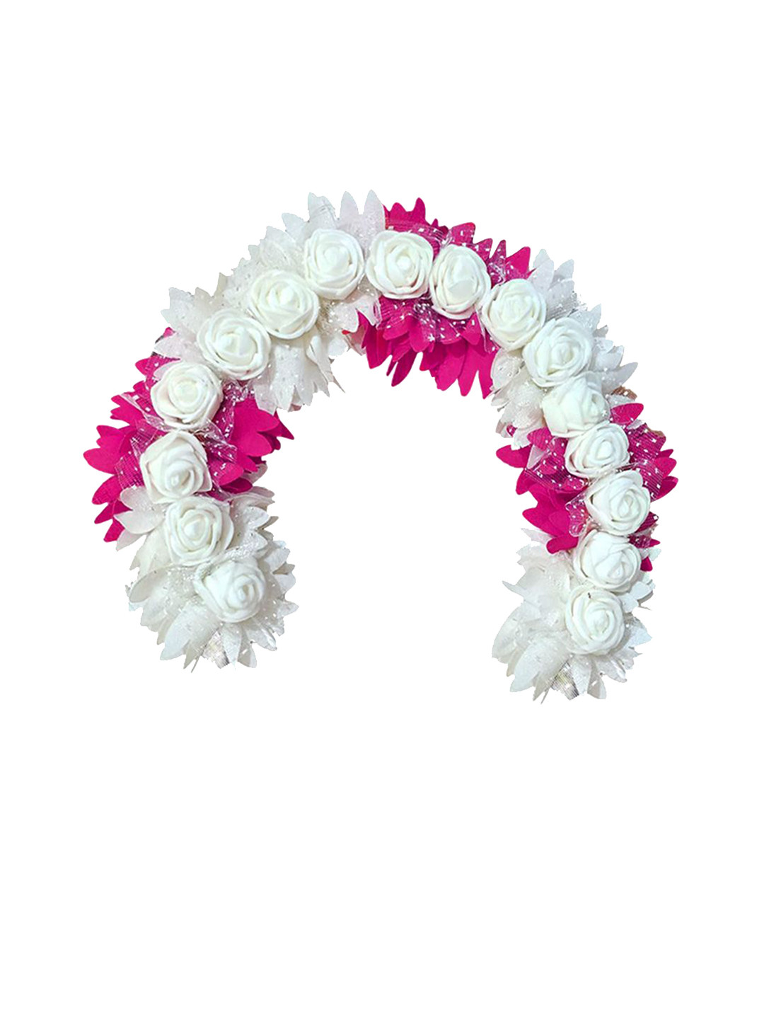 D-DIVINE Women Embellished Artificial Bridal Rose Petal Flower Tiara Gajra