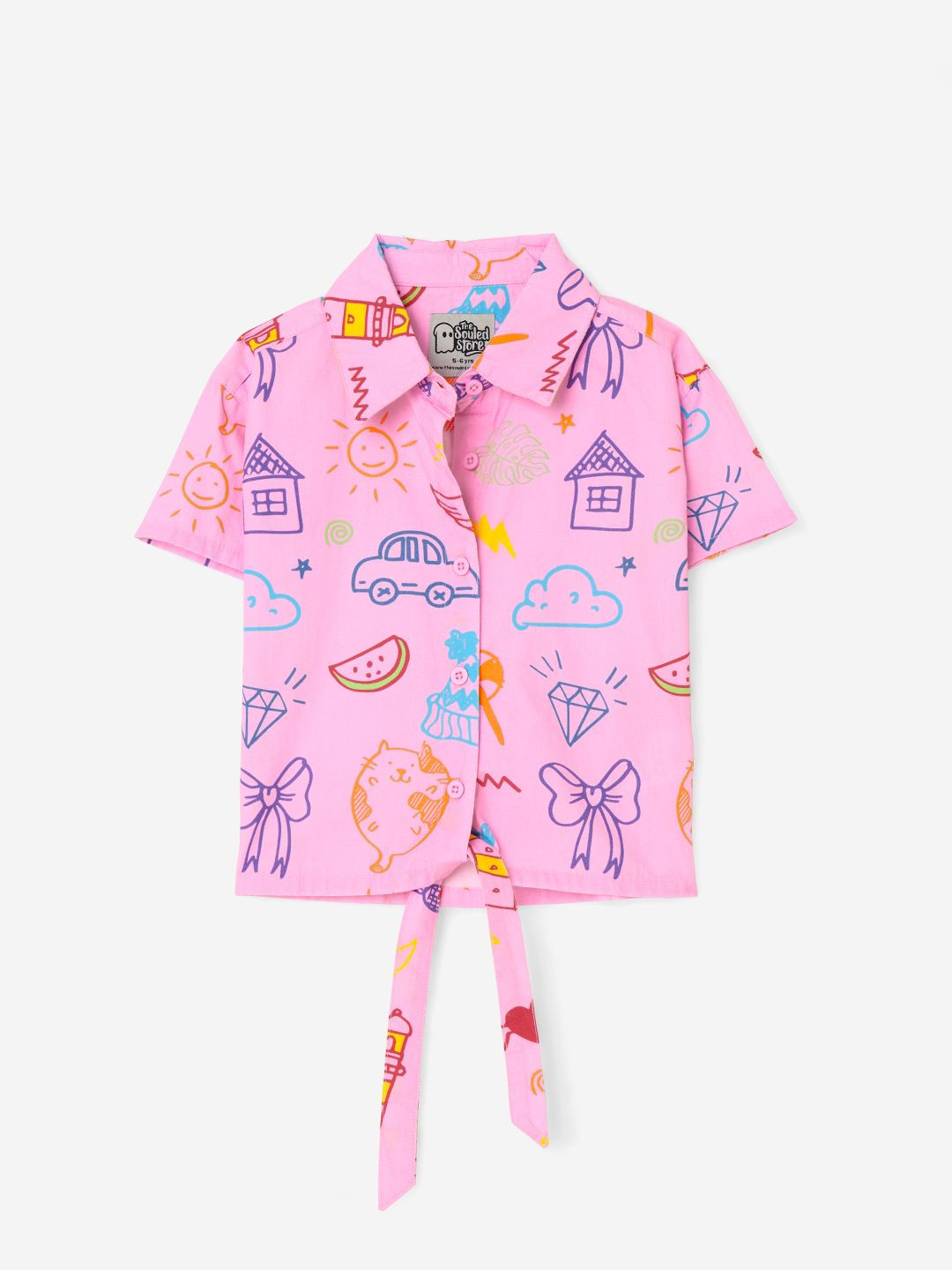 The Souled Store Girls Printed Shirt Style Top