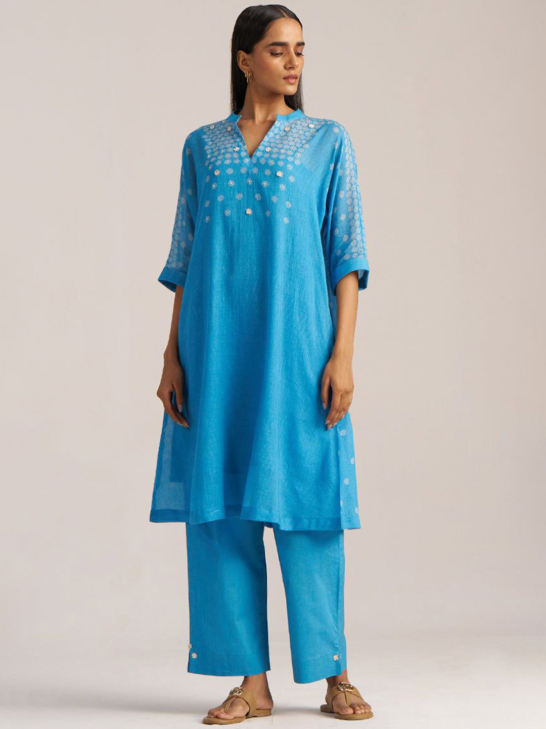 Ganga Heritage Blue Mul Pure Cotton Co-Ord Set