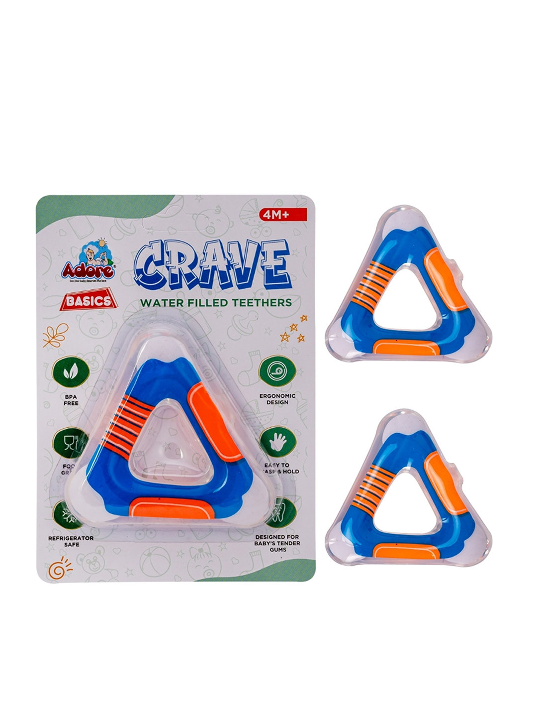 Adore Kids 2Pc Blue & Orange Colored Design Crave Water Filled Teethers