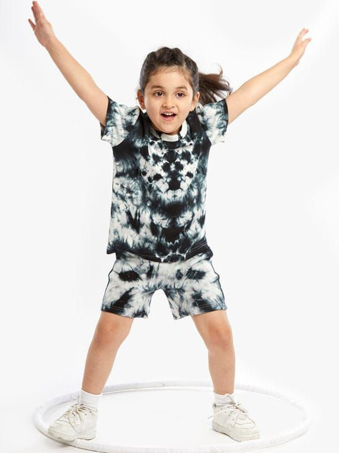 Pink Angel Kids Dyed Round Neck Organic Cotton T-shirt With Shorts