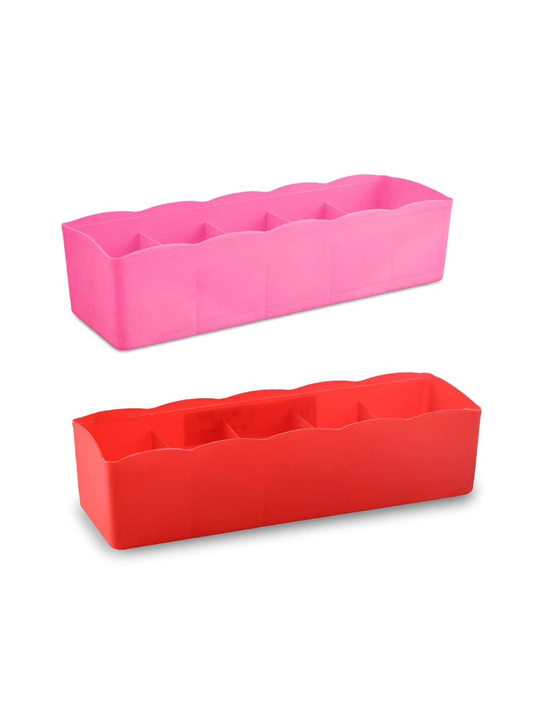 Aura Pink And Red 2 Pieces Drawer & Stationery Drawer Organizer