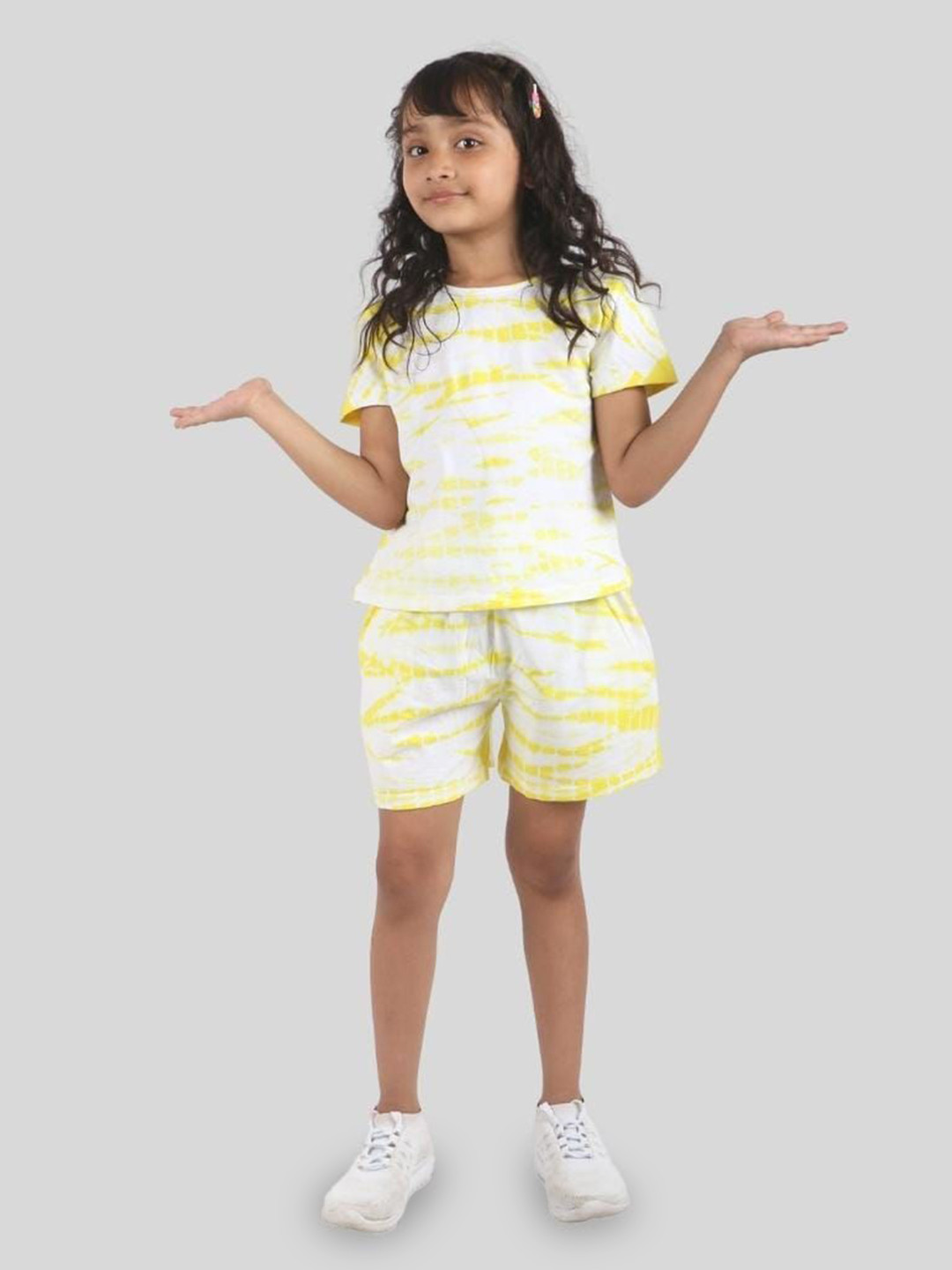 Pink Angel Kids Dyed Round Neck Pure Cotton T-shirt With Shorts