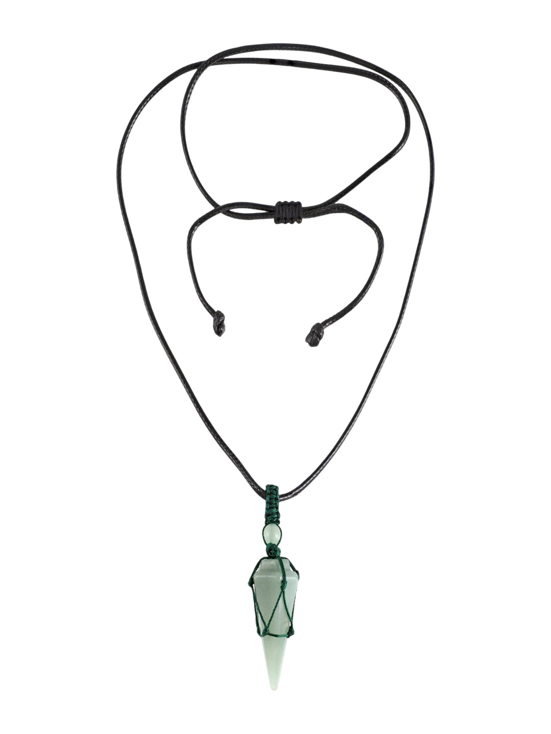 Nirvana Men Stainless Steel Triangular Shaped Aventurine Pendulum Macrame Wrapped Pendant