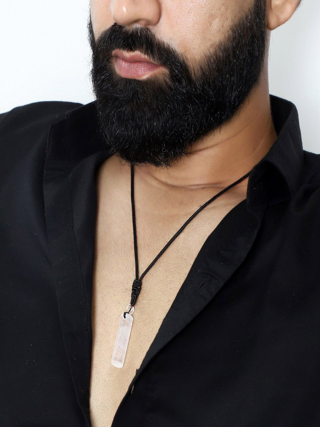 Nirvana Men Stainless Steel Quartz Geometric Shaped Rope Pendant