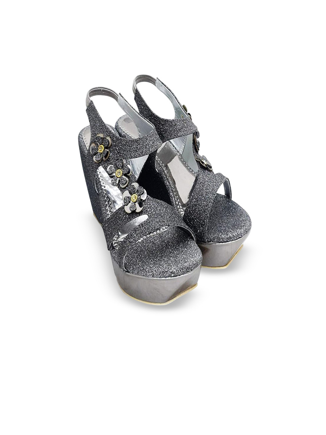 MONAQI Women Printed Open Toe Wedge Pumps