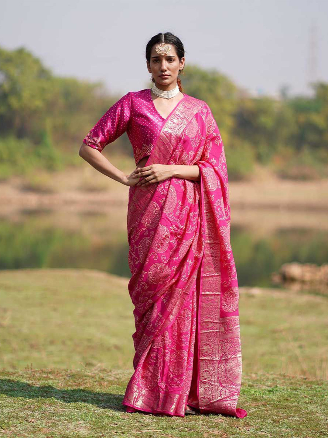 Chidiyaa Rang Barse Visakha Blockprinted Dola Silk Saree