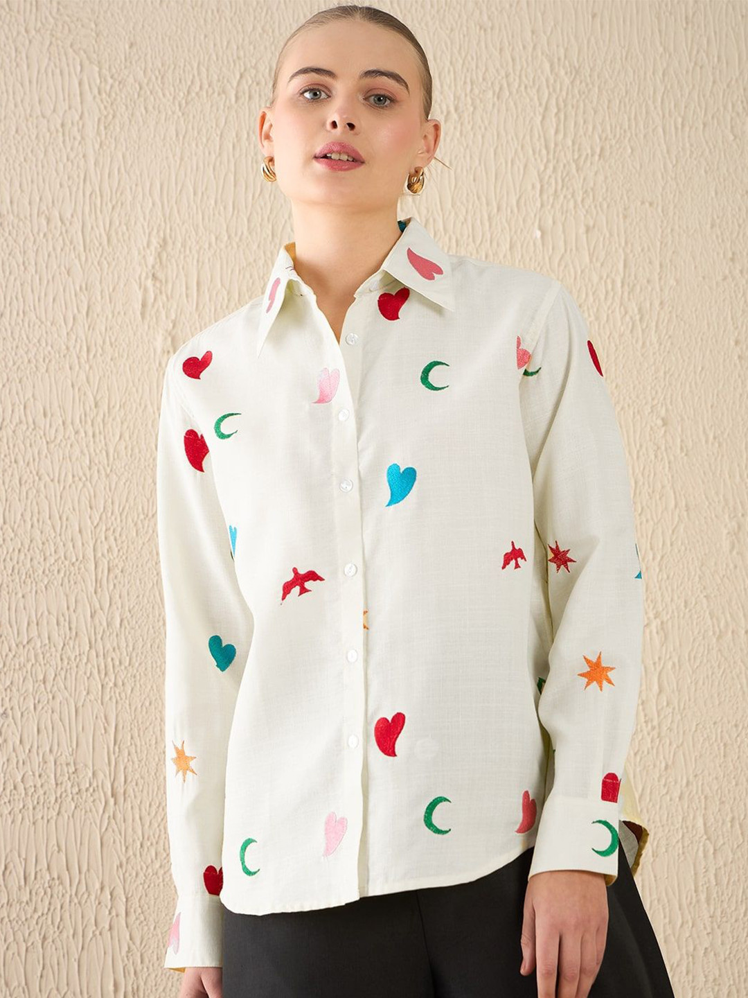 Uptownie All Over Embroidered Cotton Shirt