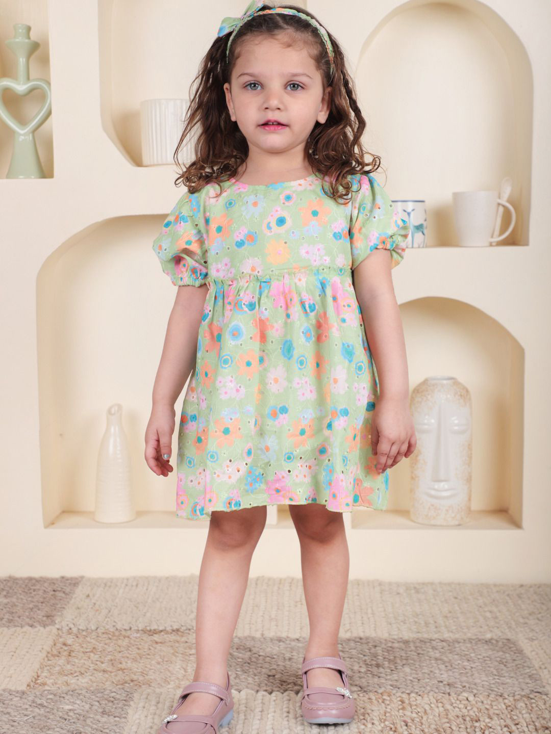 Polka Tots Women Floral Print A-Line Dress