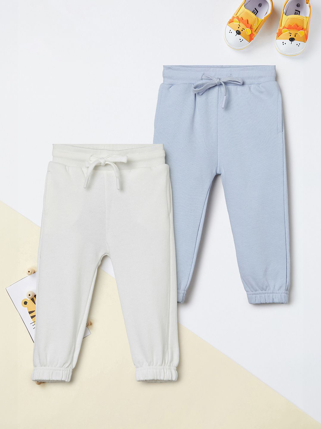 max Infant Boys Pack Of 2 Back Applique Pure Cotton Joggers