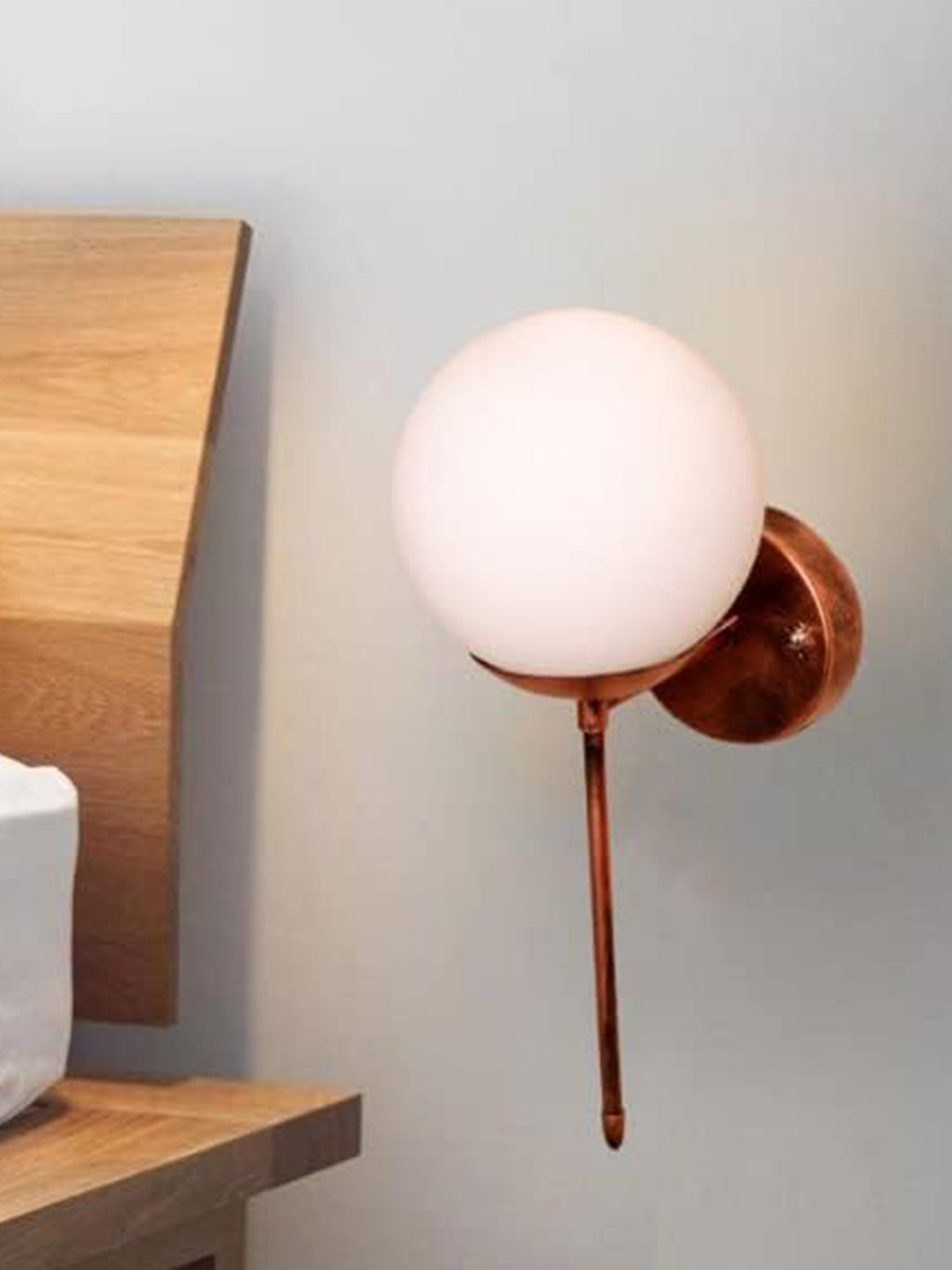 KINIS Copper-Toned & White Quirky Spherical Base Dom Shaped Wall Lamp
