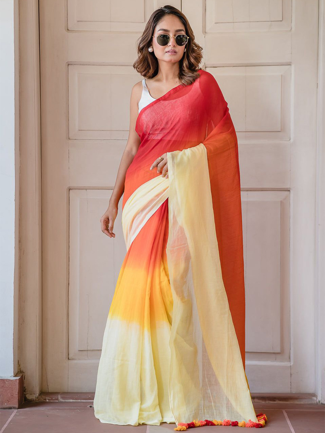 Jinal & Jinal Ombre Dyed Chanderi Saree