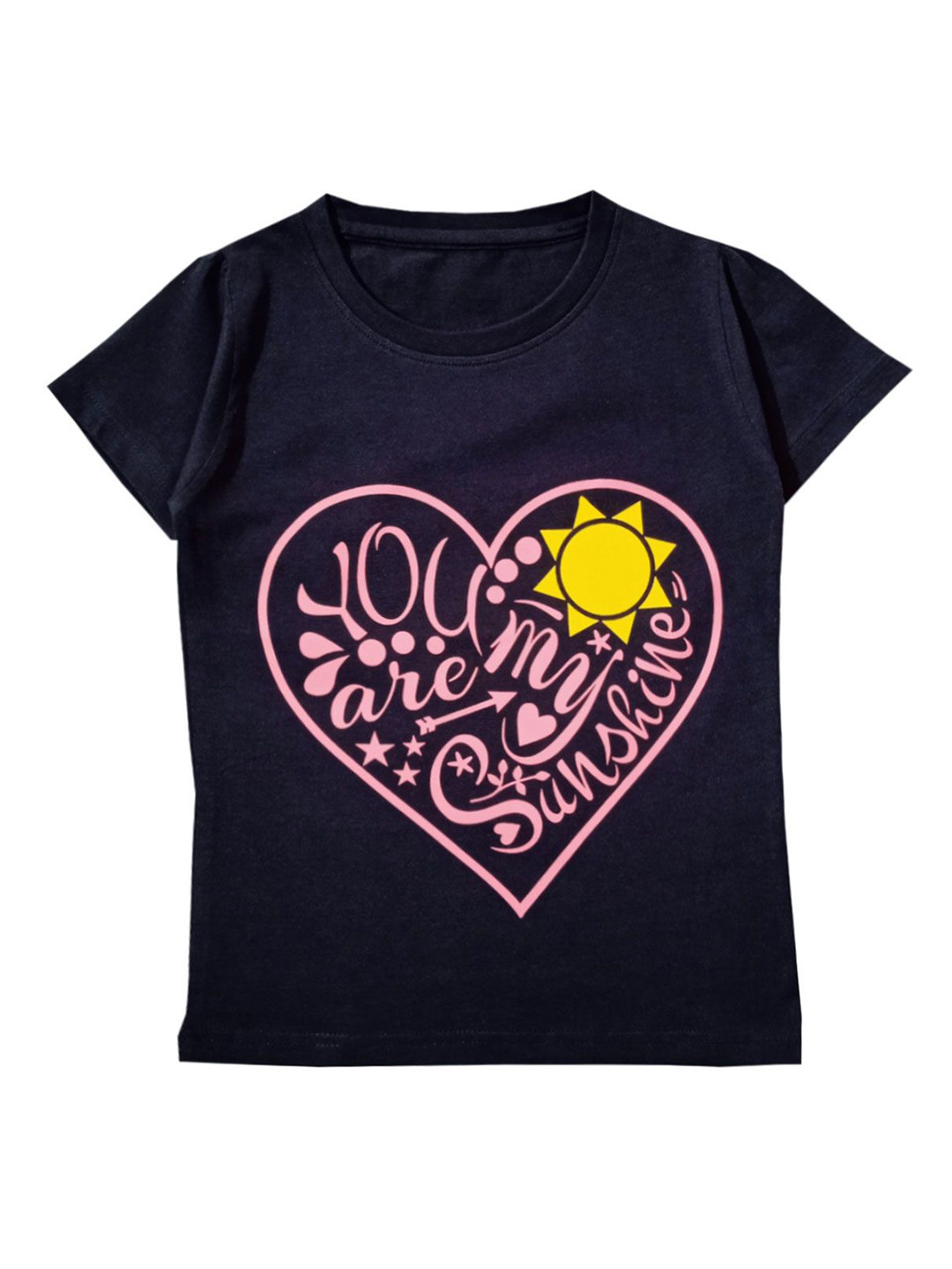 SNOWFLAKES Kids Graphic Heart Printed Half Sleeves Round Neck Pure Cotton T-shirt