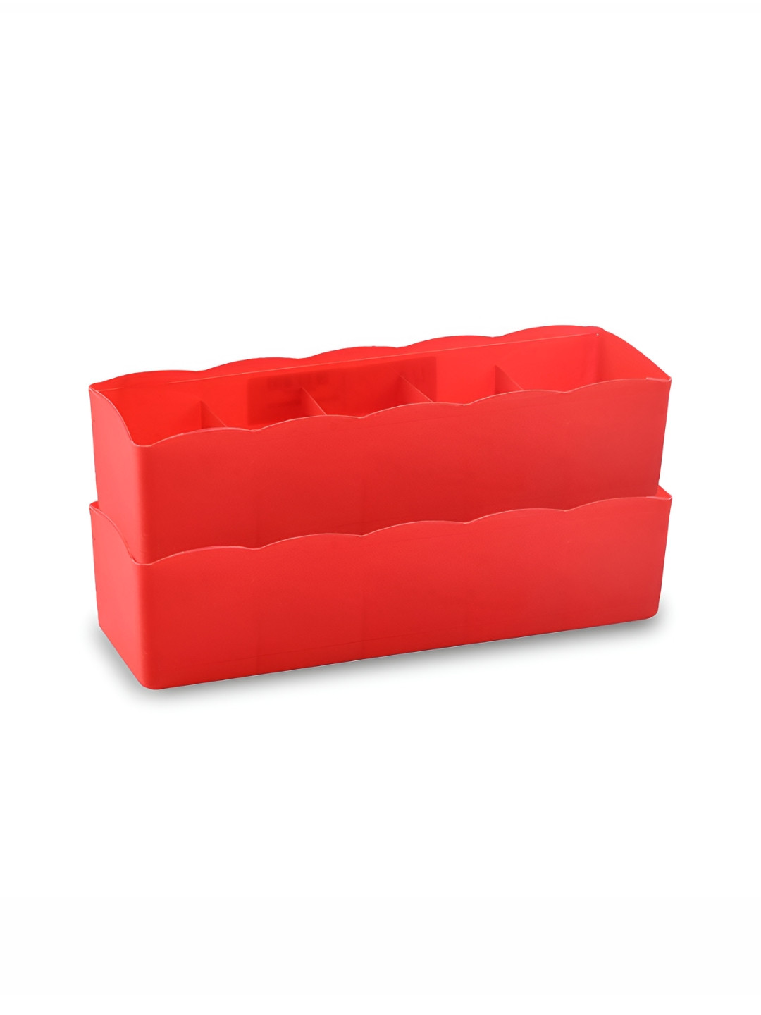 Aura Red 2 Pieces 5 Grid Drawer & Stationery Organizers