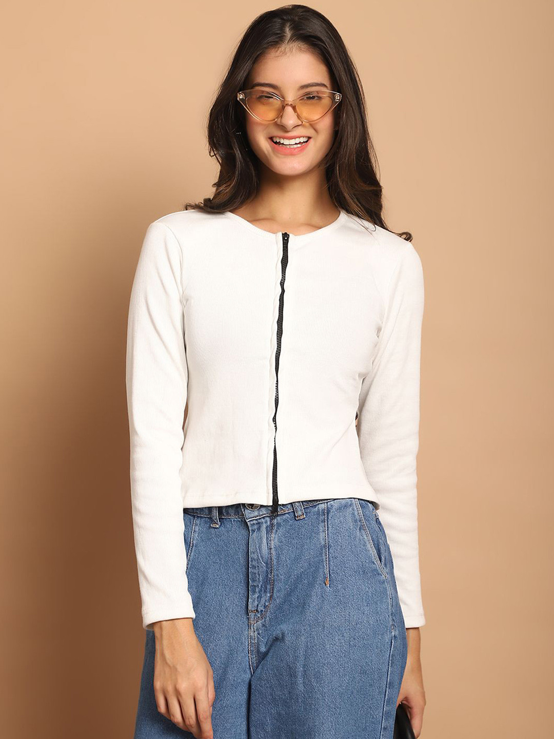 JAKANARY Women Round Neck Long Sleeves Cotton Top