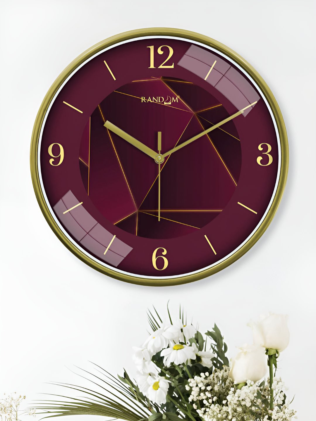 RANDOM Non-Ticking Maroon Plastic Silent Clock Round Battery Analogue Wall Clock-30cm