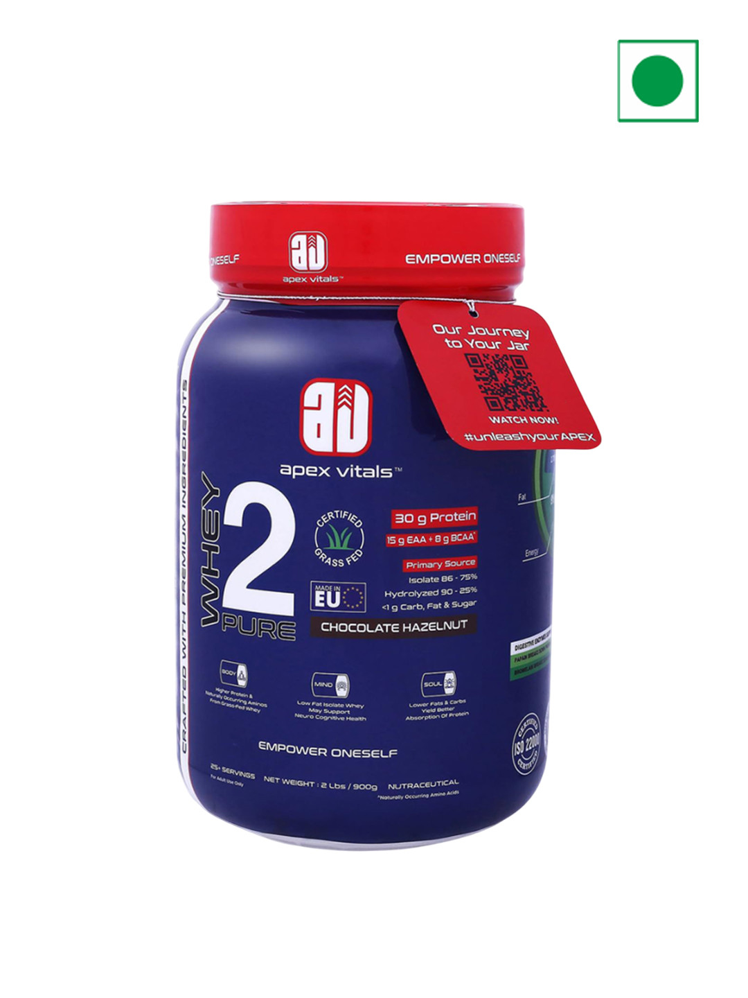Apex Vitals Whey 2 Pure Protein- 900 g- Chocolate Hazelnut