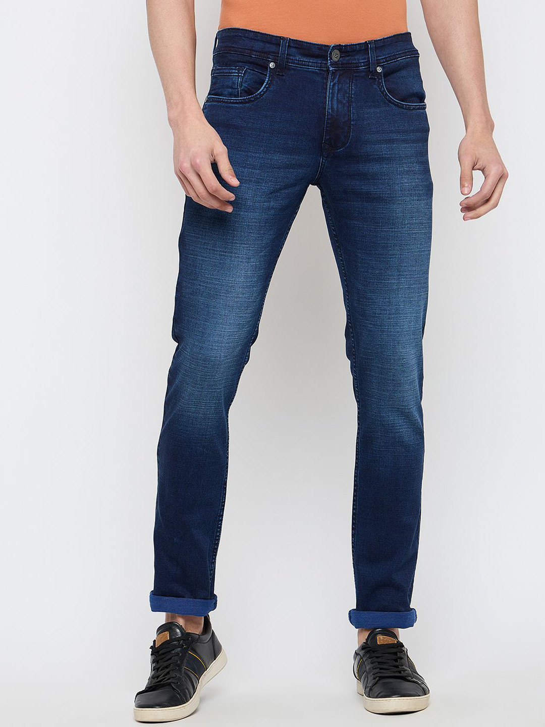 Duke Men Slim Fit Heavy Fade Dark Shade Mid-Rise Stretchable Jeans