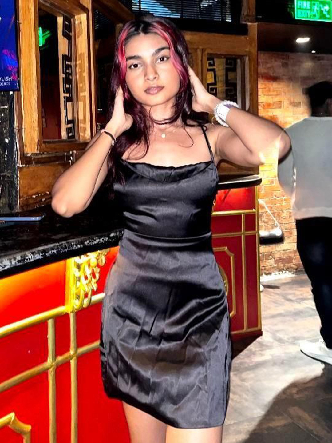 Rattiman Women Halter Neck Fit and Flare Mini Dress