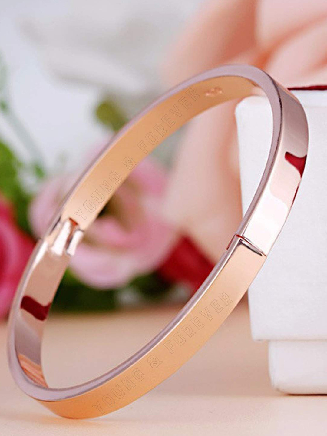 Stylewell Gold-Plated Oxidised Kada Bracelet