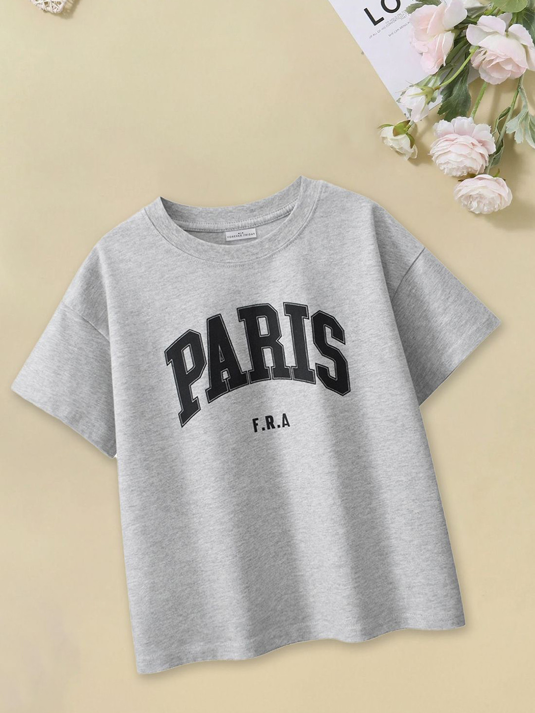 FOREVER FRIDAY Girls Varsity Applique Regular Fit T-shirt