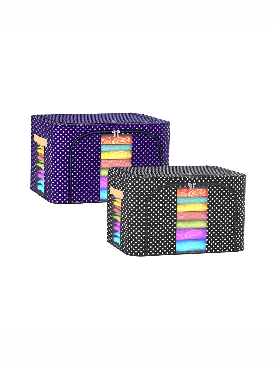 Aura Blue & Black 2 Pieces 66 Liter Parachute Steel Frame Storage Box Drawer Organisers