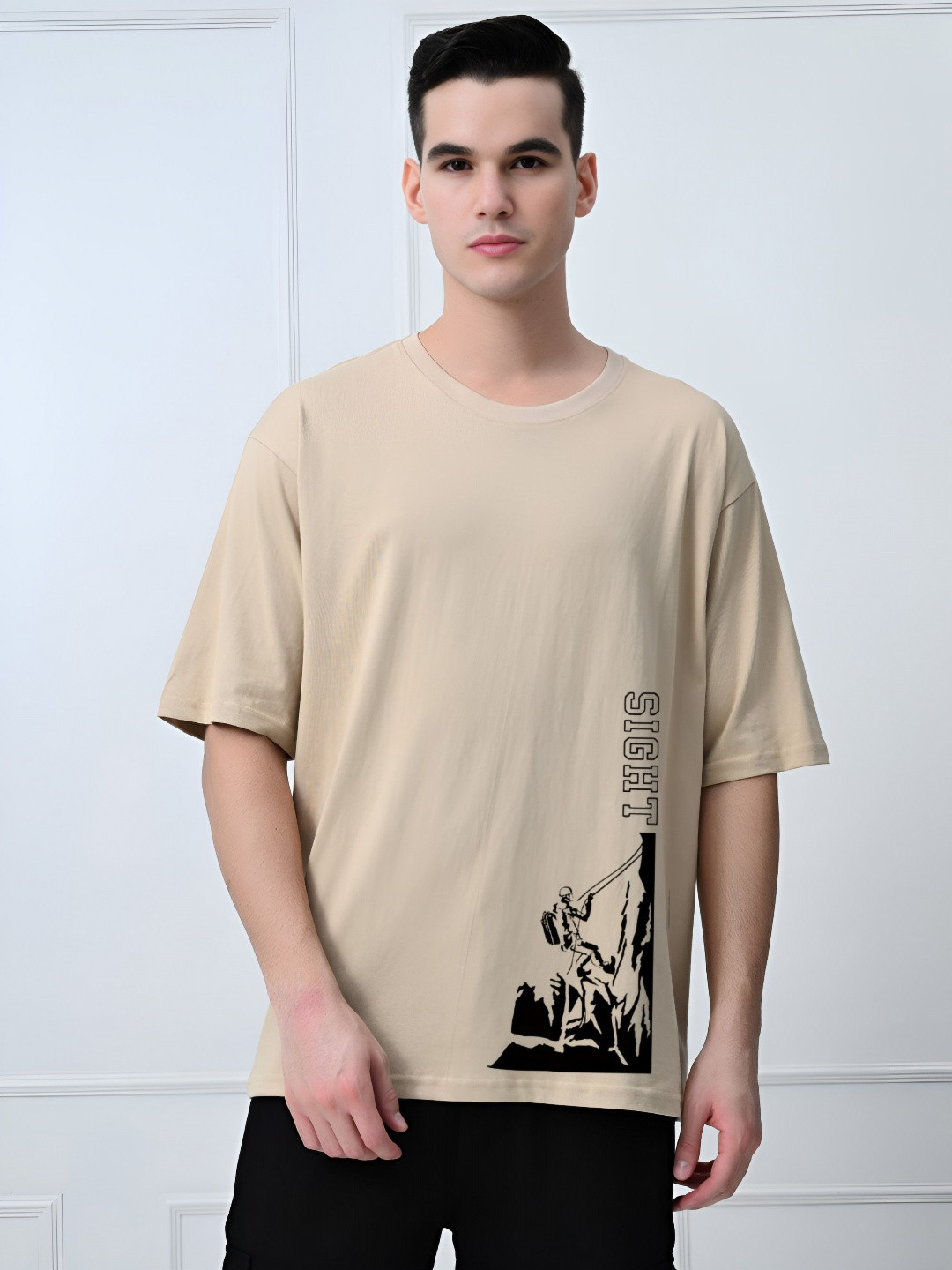 BDSQUARE Men Printed Raw Edge T-shirt