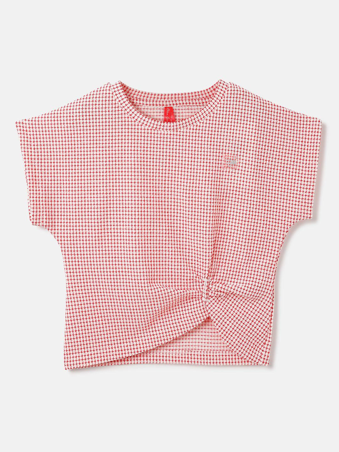 Blue Giraffe Girls Extended Micro Gingham Regular Fit Stretchable Top