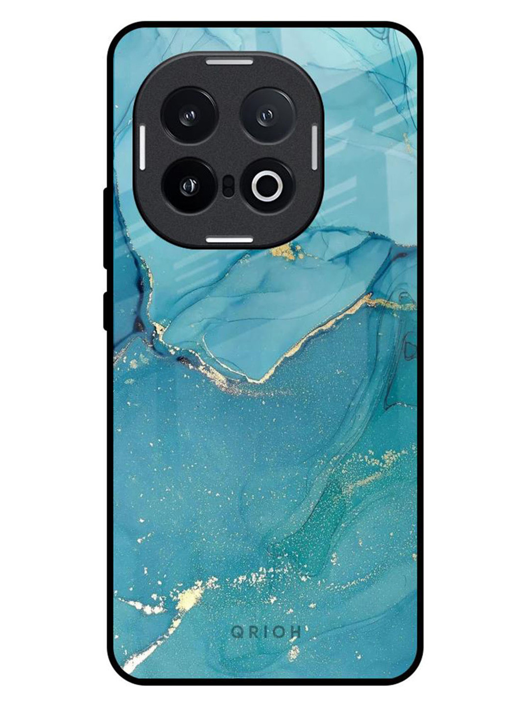 QRIOH Blue Golden Glitter Real IQOO 13 5G Impact Resistant Back Case