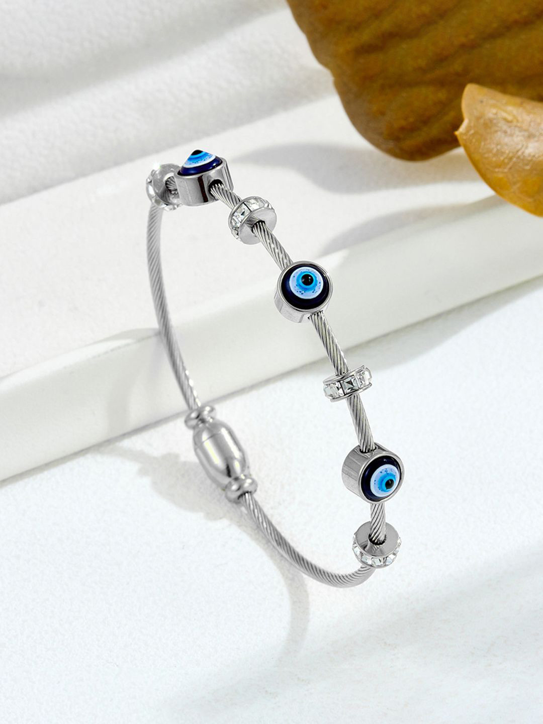 Designs & You Silver-Plated Crystals Bangle-Style Bracelet