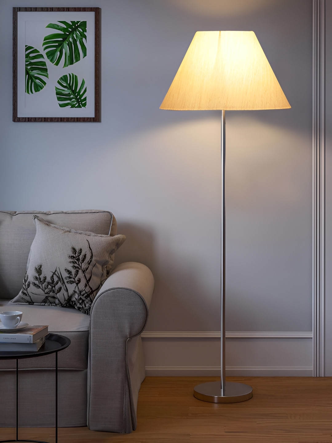 Devansh Off-White  Frustum FloorLamps WithShade