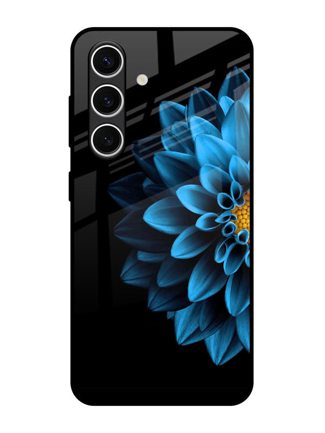 QRIOH Half Blue Flower Real Samsung Galaxy S24 FE 5G Impact Resistant Back Case