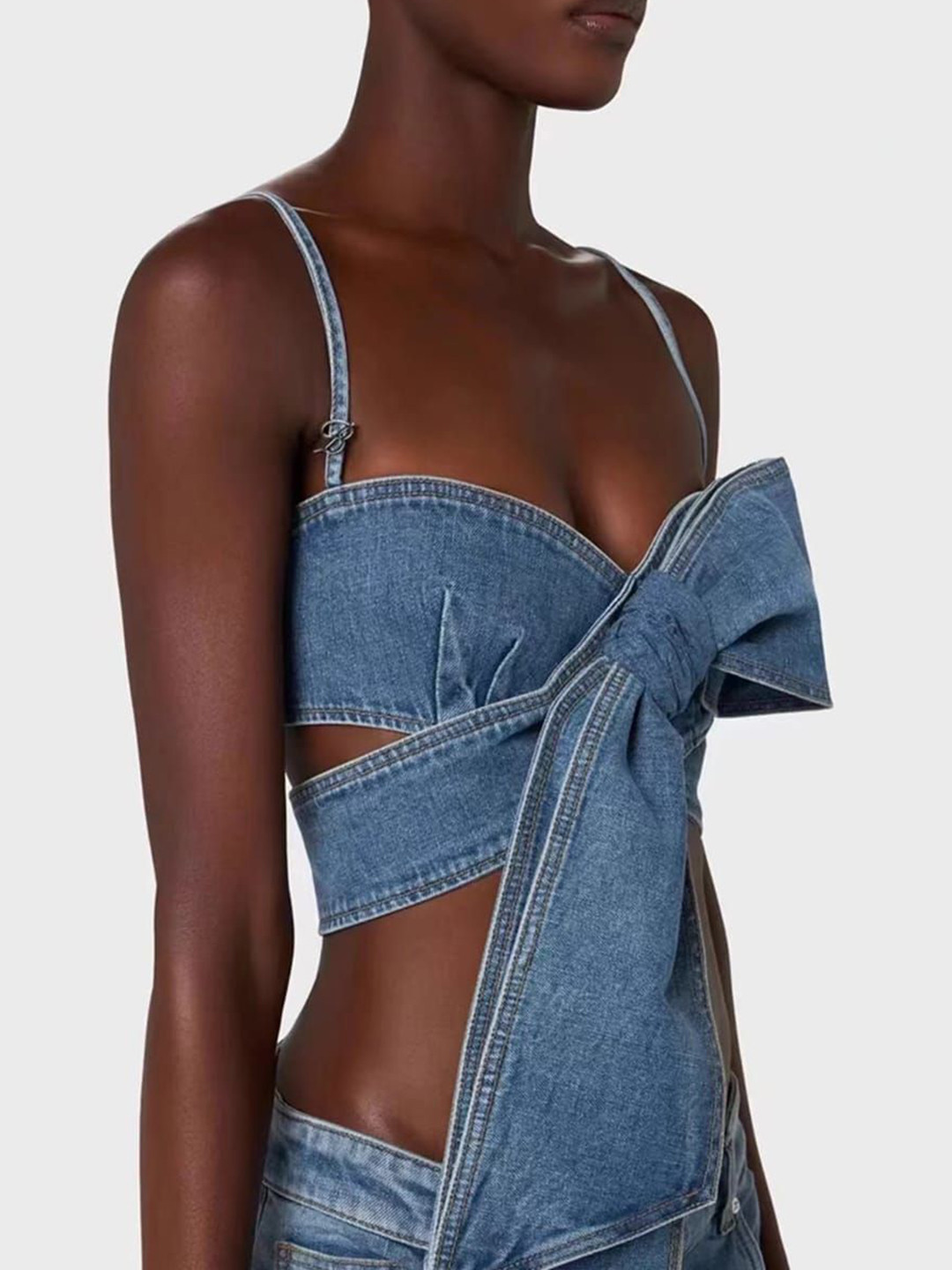 Miss Mosa By Akanksha  Women Blue Albin Denim Crop Top