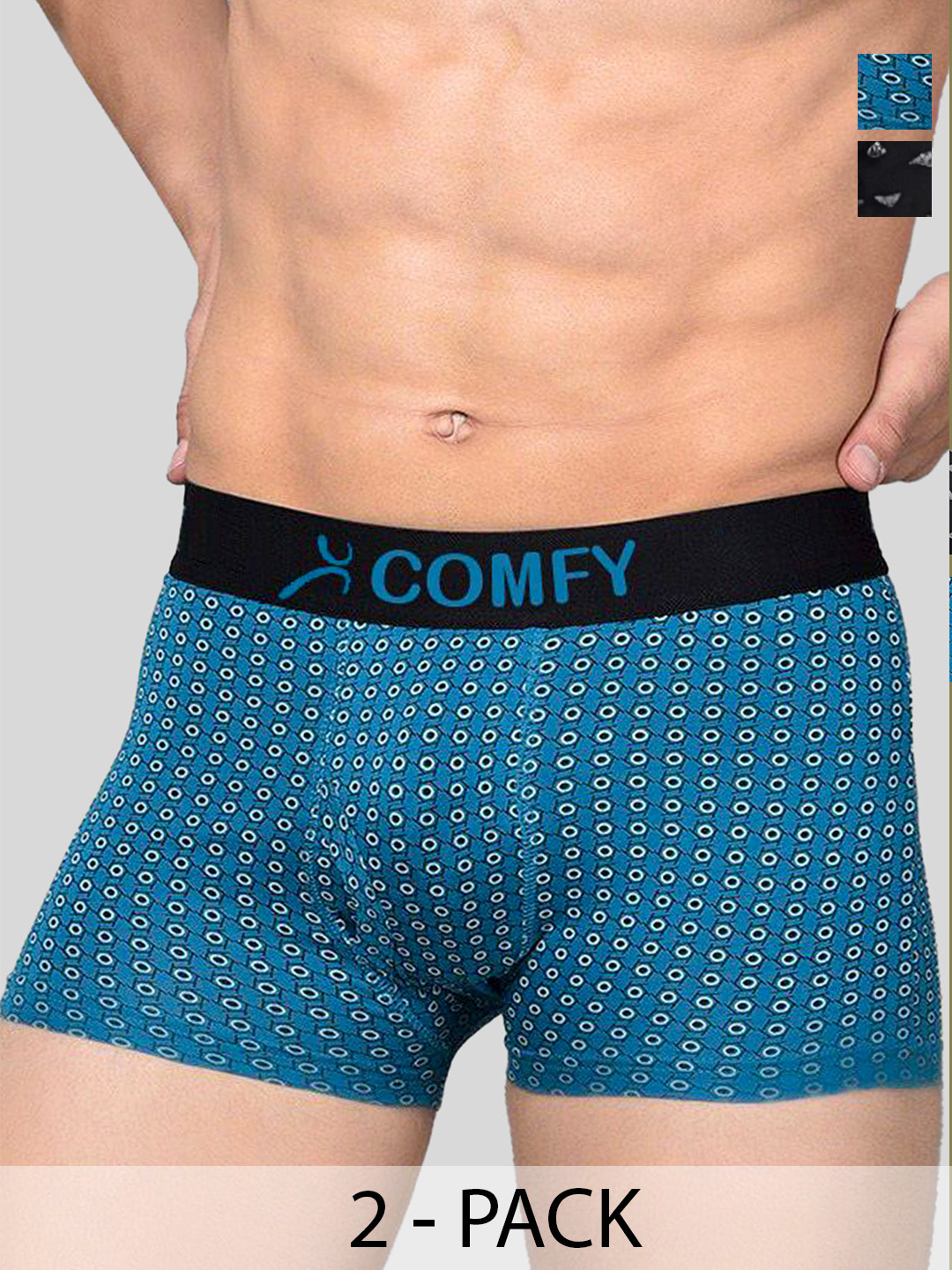 AMUL COMFY Pack Of 2 Printed Breathable Trunks-ACM101BTRNK-BK-PB-105-PO2