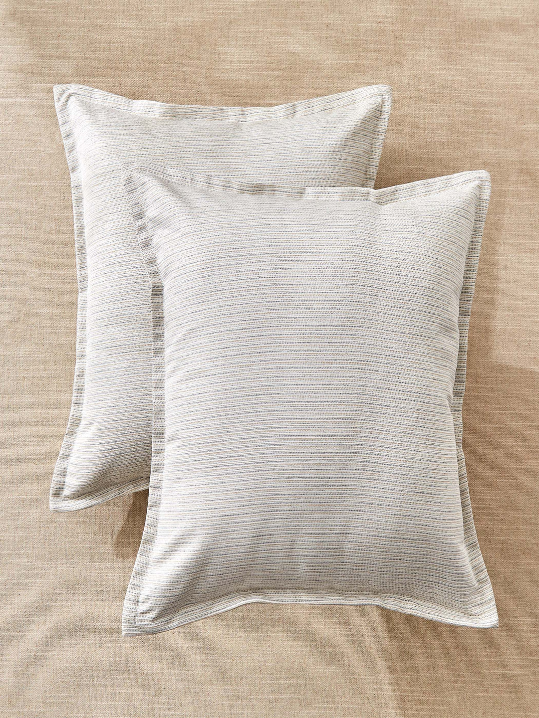 Home Centre Drift Beige 2 Pieces Textured Square Cushion Covers