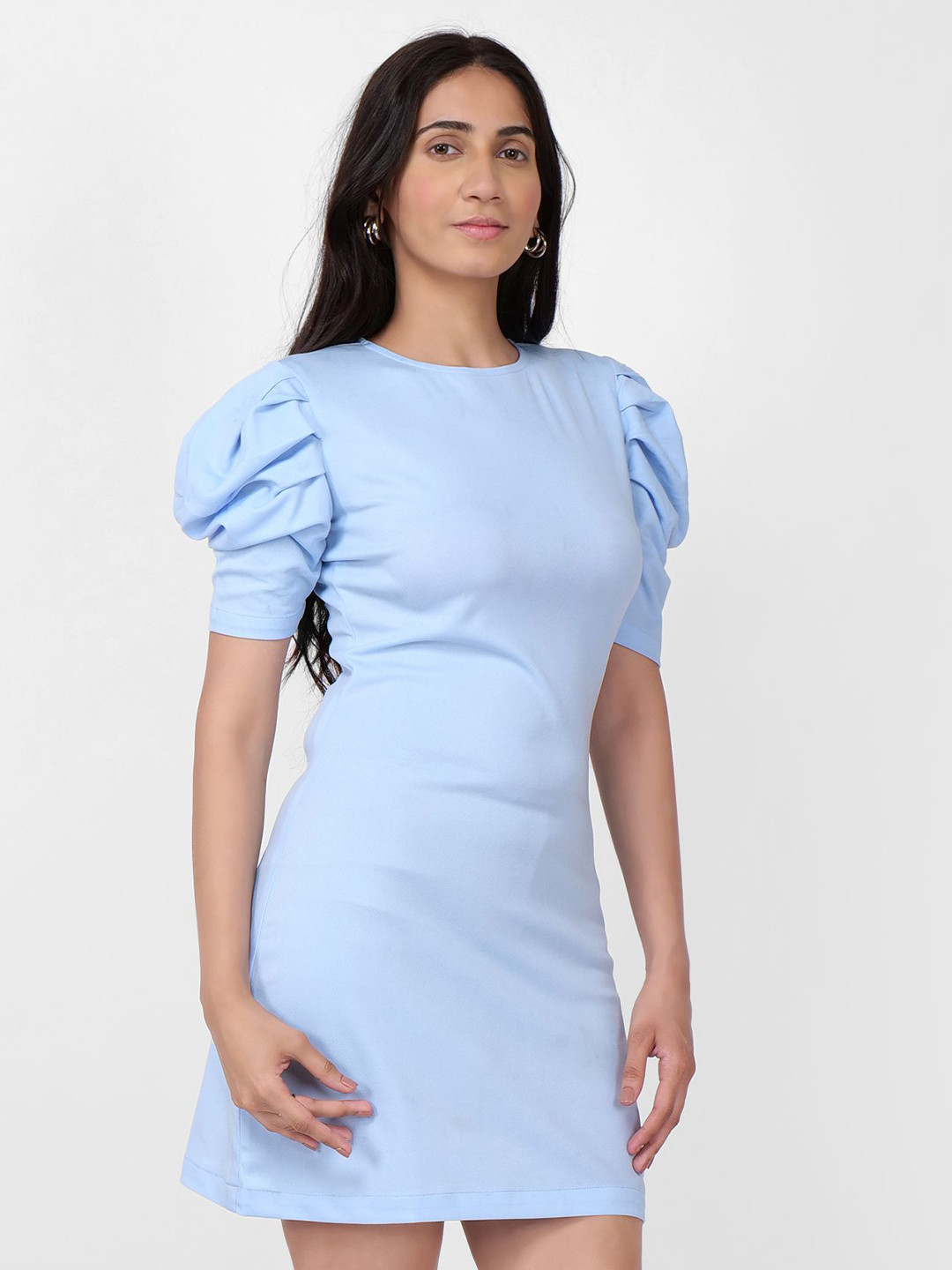 ADV FASHION WEAR Women Casual Mini Puff Sleeves Shift Dress