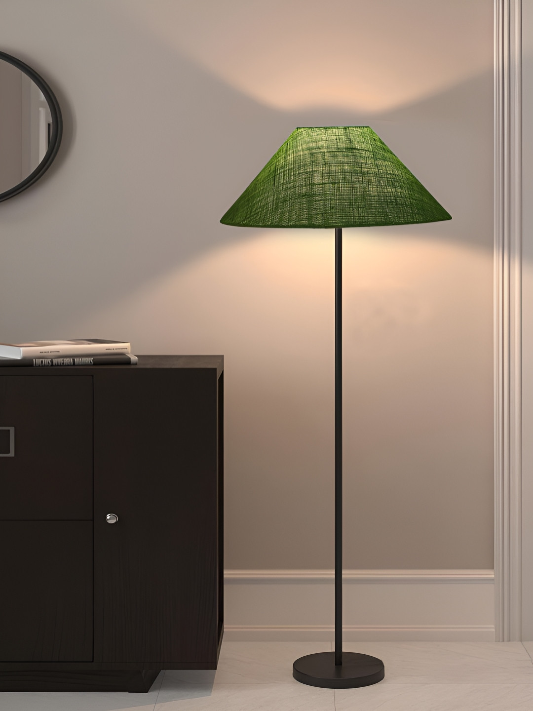 Devansh Green Jute Frustum Floor Lamps