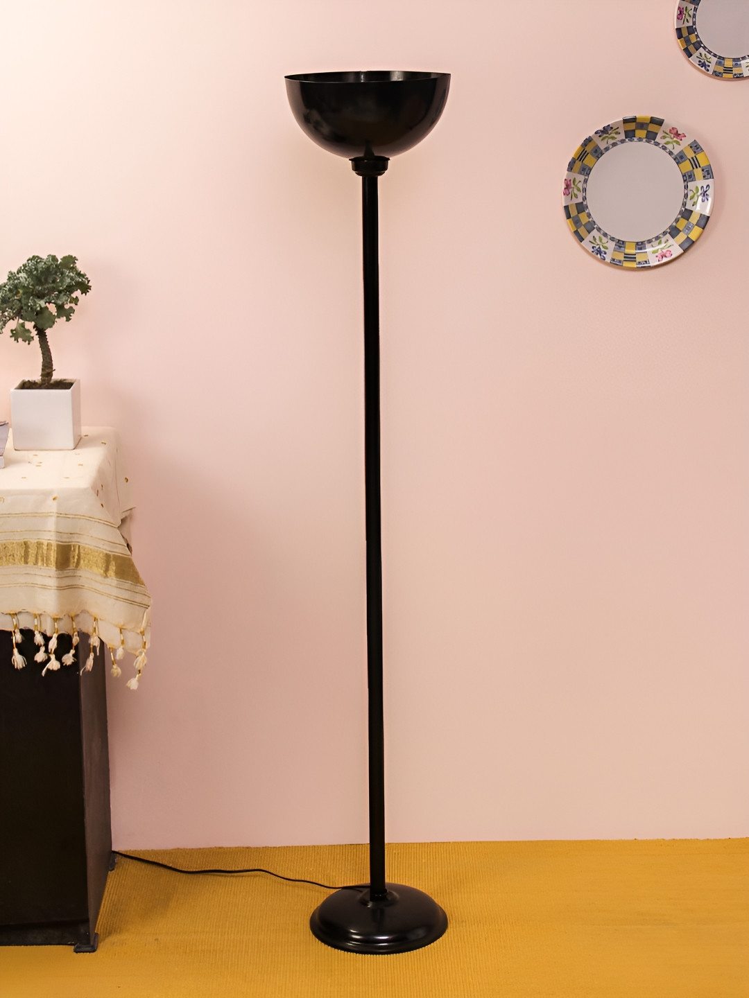 Devansh Black Semi Spherical Floor Lamps