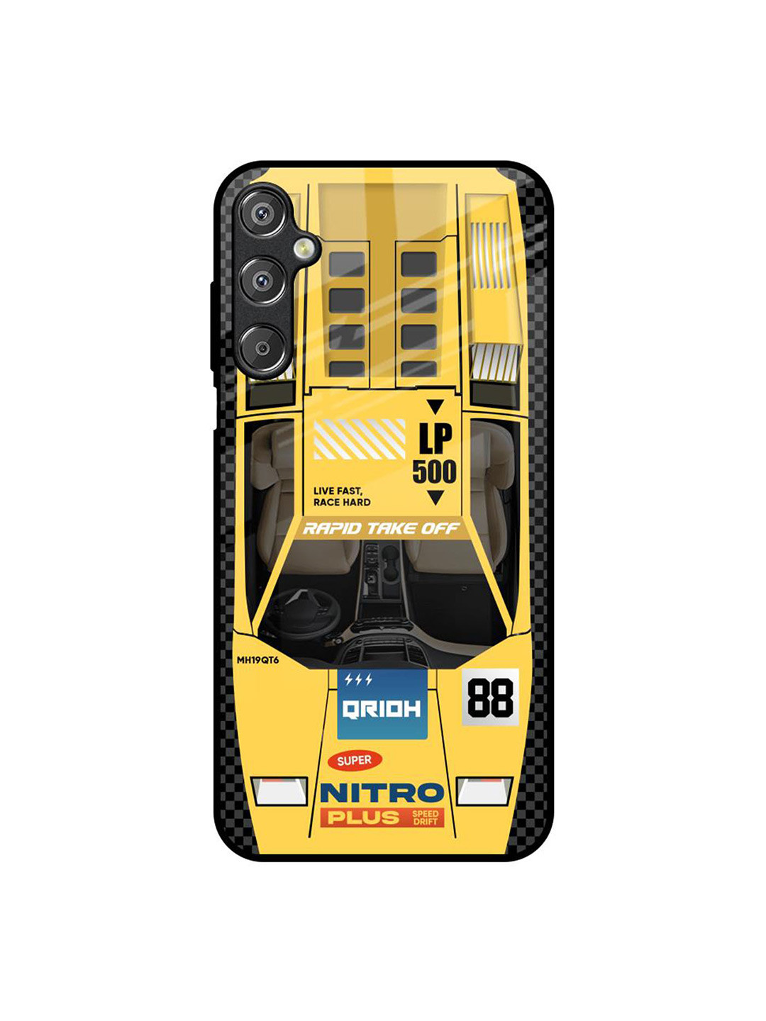 QRIOH Yellow Racing Car Samsung Galaxy F15 5G Impact Resistant Back Case