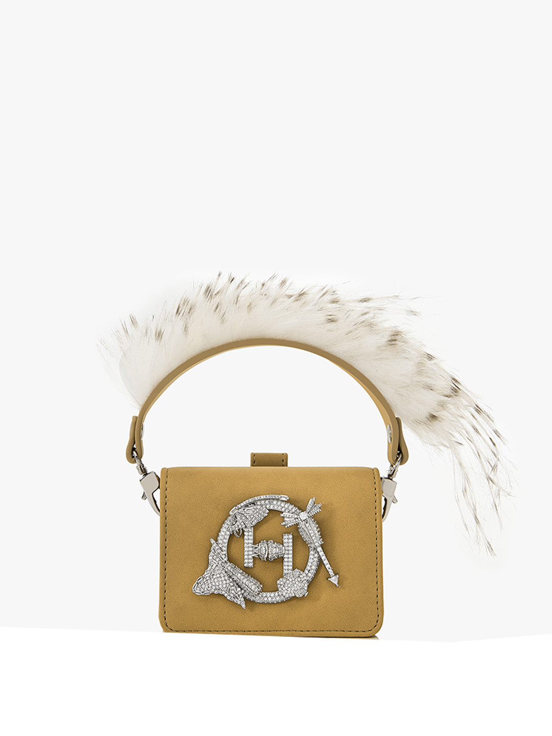 Outhouse Suede Structured Handheld Bag with Fringed
