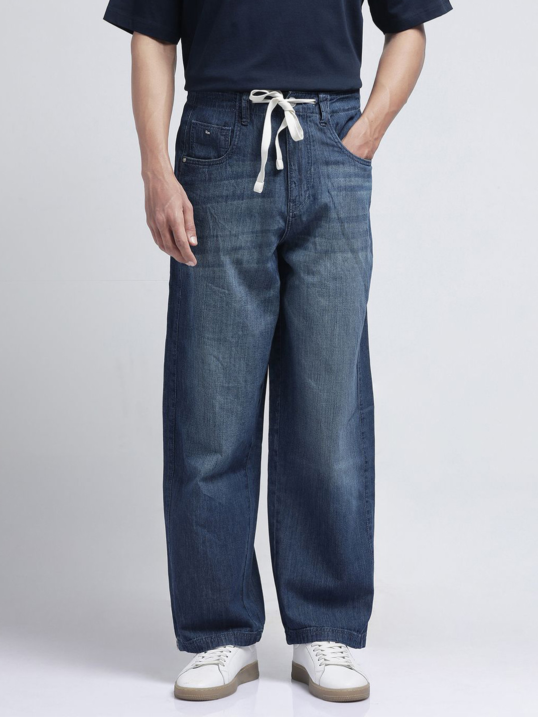 RARE RABBIT Rory Men Comfort Cotton Light Fade Baggy Jeans
