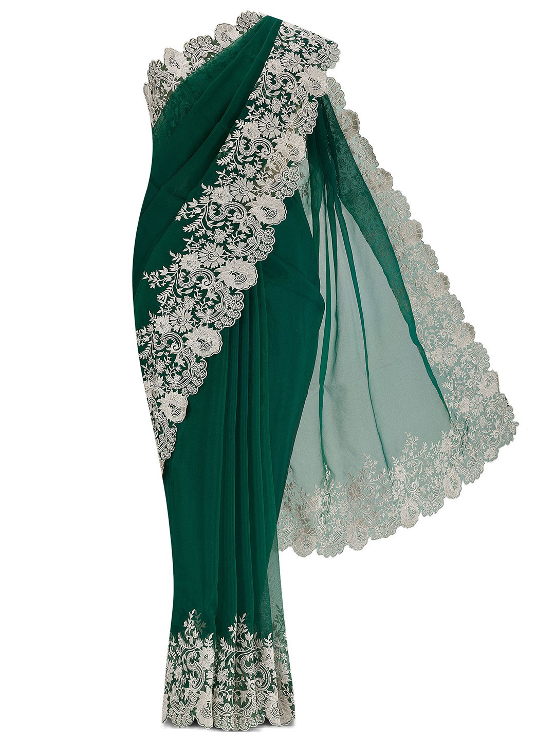 Nalli Ethnic Motifs Embroidered Organza Saree