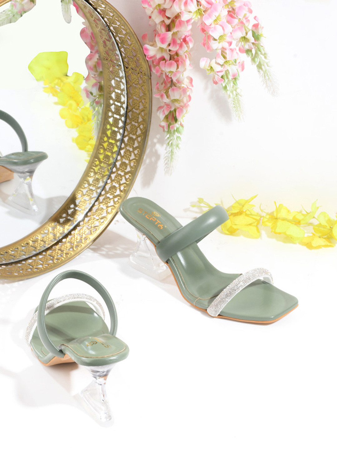 STEPT6 Colourblocked PU Stiletto Sandals