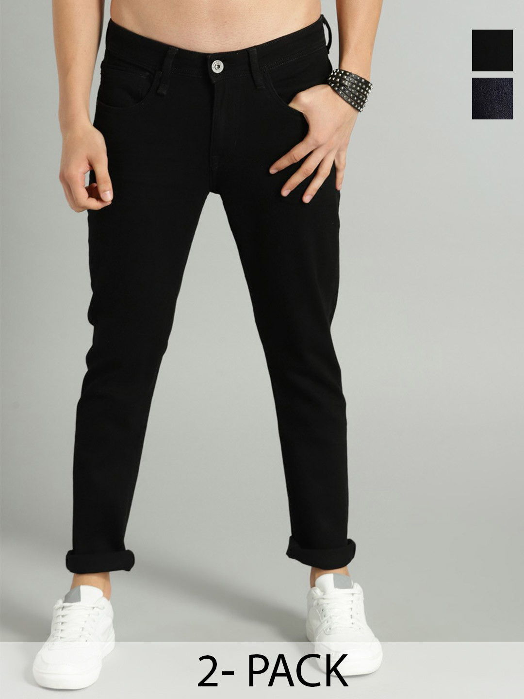 CLUBROCKS Men Jean Slash Knee Stretchable Jeans