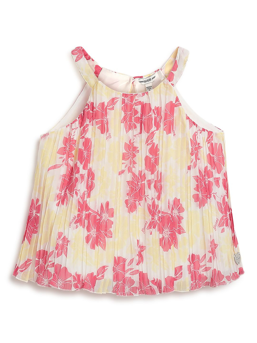 GUESS kids Floral Print Halter Neck Bell Sleeve Top